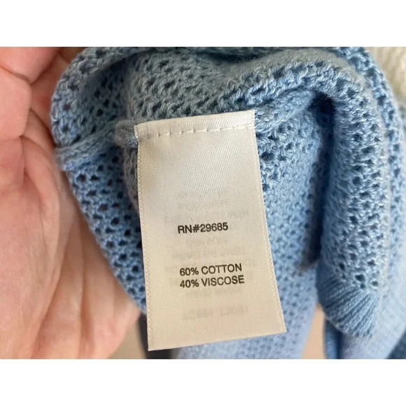 Pendleton Blue and White Ombre Colorblock Knit Sweater Semi-Sheer Size XL - Picture 5 of 9